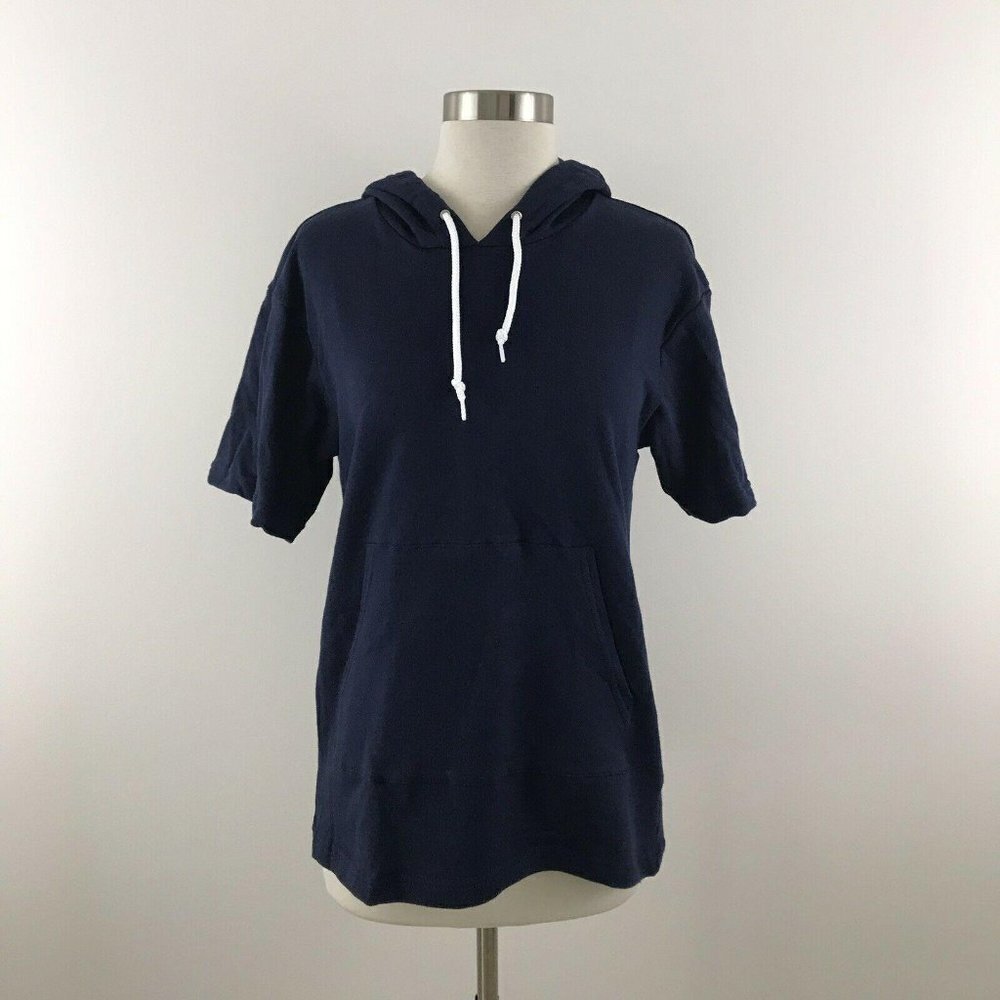 American Apparel NWOT Hoodie Size XS Navy Blue Short Sleeve Front Pocket Sweats